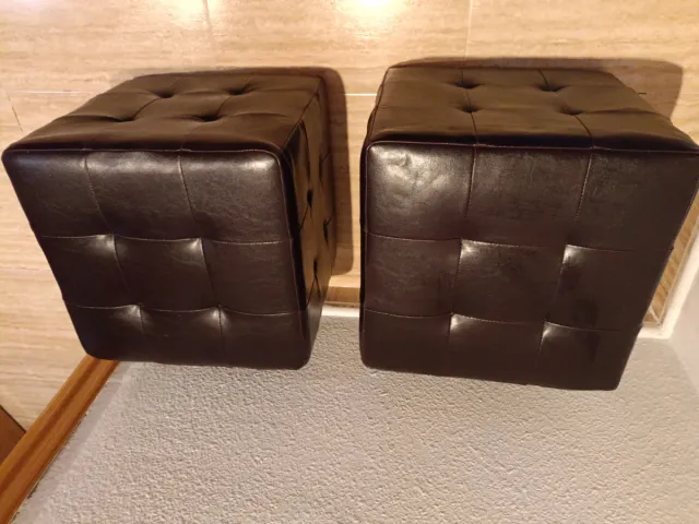 Puff otomana piel sintética negra medida 35x35