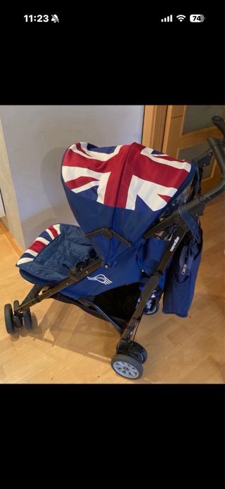 Silla de paseo y saco azul Union Jack