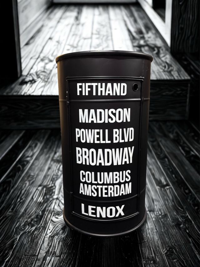 Mesita Noche Bidón Metal Negro.