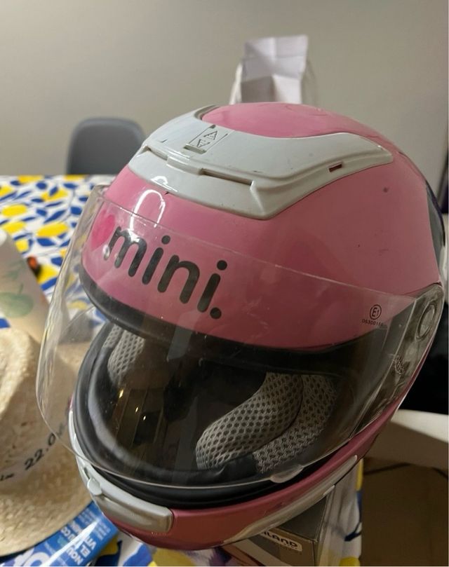 Casco de moto rosa talla L