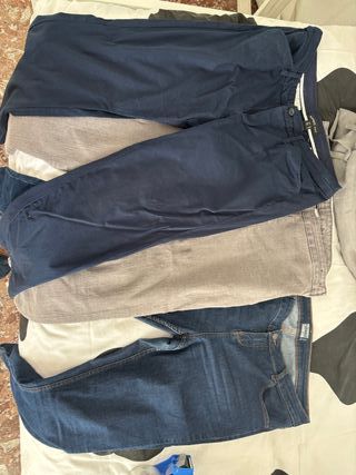 Lote 3 pantalones T42 vaquero, azul y gris