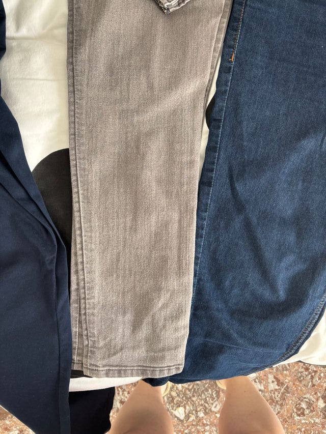 Lote 3 pantalones T42 vaquero, azul y gris
