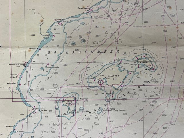 Carta náutica mar Mediterráneo Occidental 1982