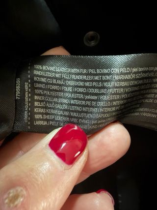 Cazadora Piel Mango Negra Nueva