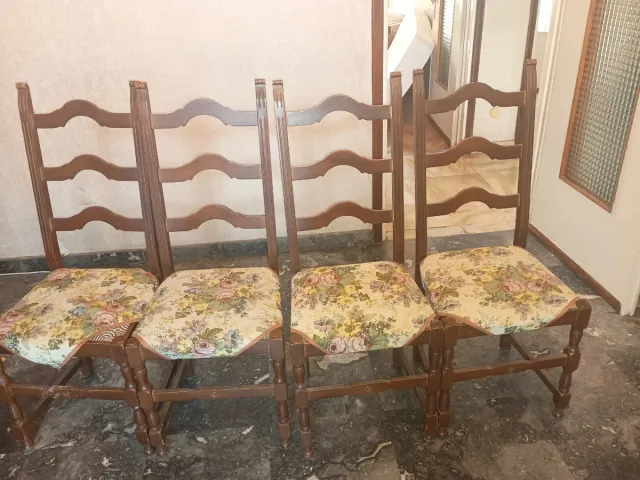 Set 4 sedie vintage legno con tessuto floreale