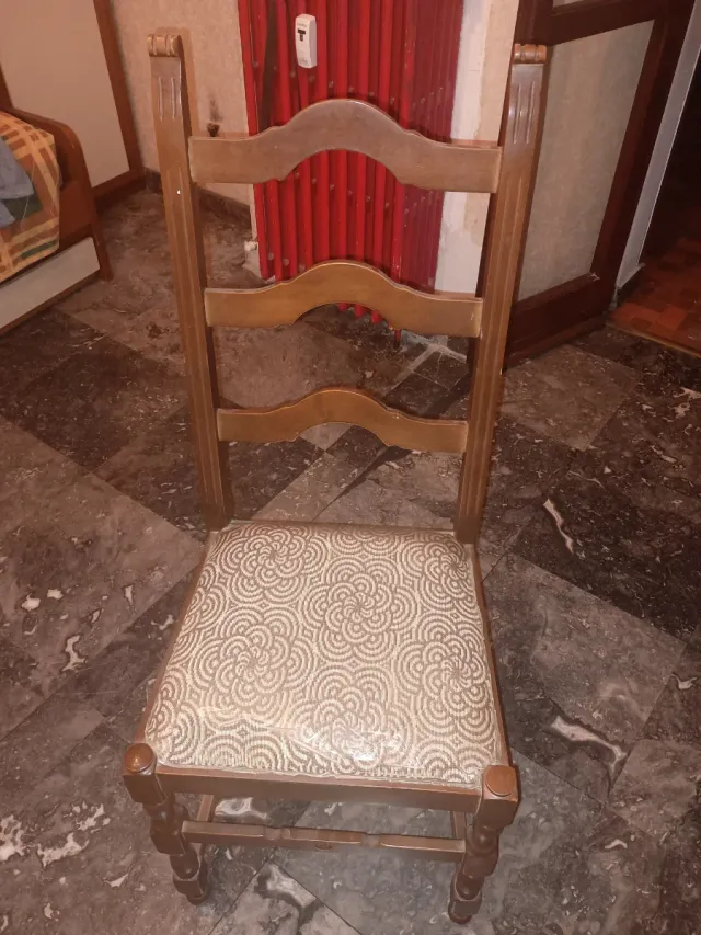 Set 4 sedie vintage legno con tessuto floreale