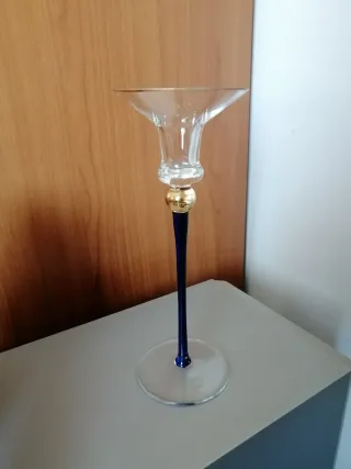 Porta candela blu e oro