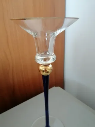 Porta candela blu e oro