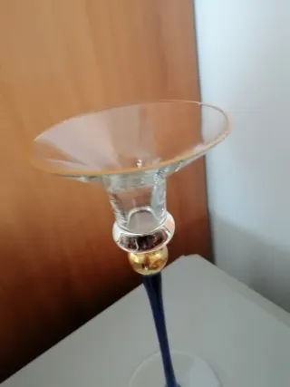 Porta candela blu e oro