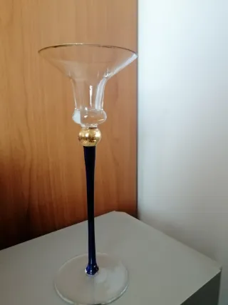 Porta candela blu e oro