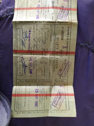 Billete Tren Antiguo Red Nacional 1946