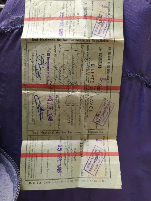 Billete Tren Antiguo Red Nacional 1946