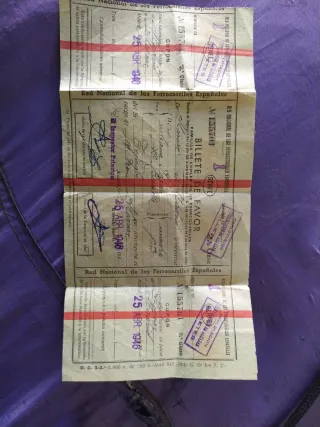 Billete Tren Antiguo Red Nacional 1946