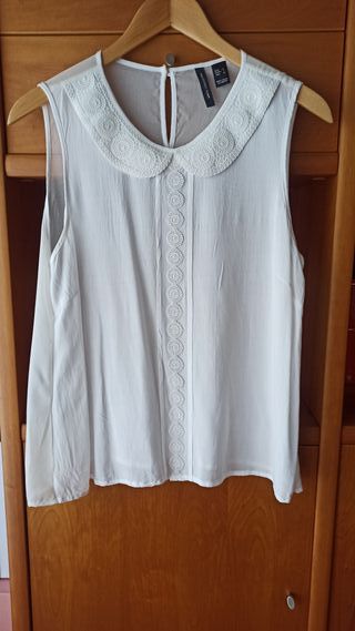 Camisa Mango sin mangas cuello Peter Pan