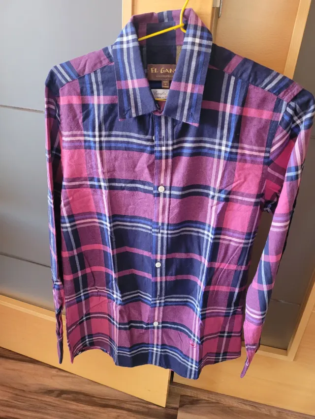 Camisa El Ganso cuadros azul y rosa