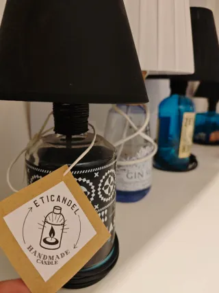 Lampada artigianale J. Bally in vetro e juta