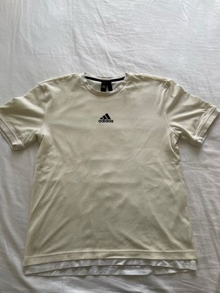Camiseta Adidas Beige/Blanca Malla