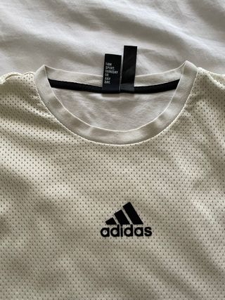 Camiseta Adidas Beige/Blanca Malla