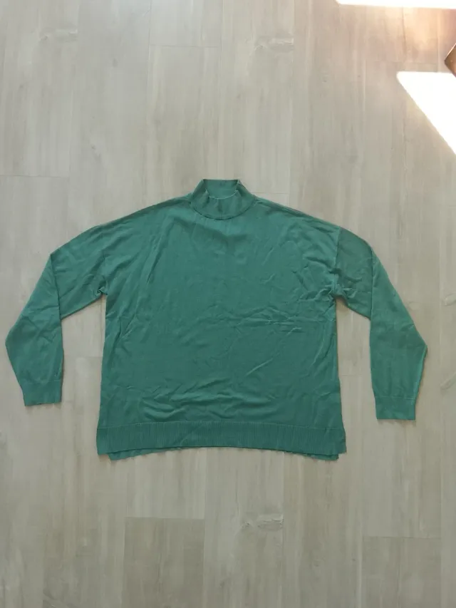 Jersey Zara cuello alto verde mujer
