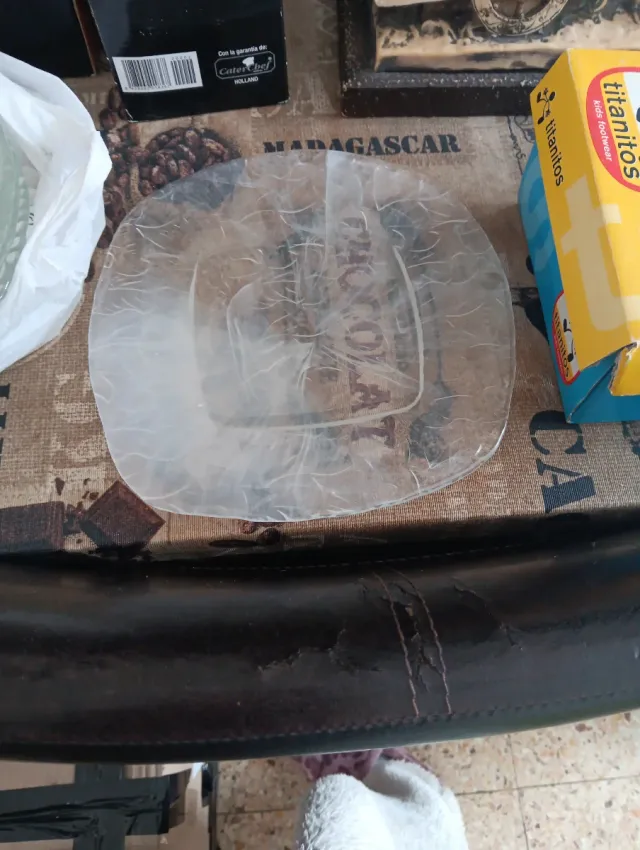 Juego de 7 platos ondas y 1 cuadrado de cristal