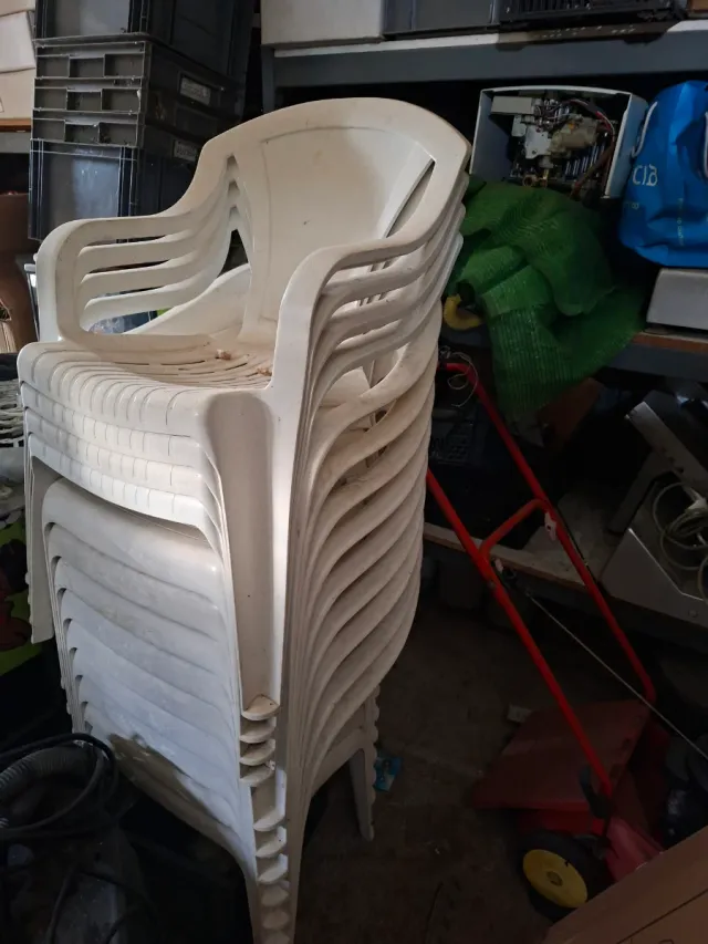 Lote 13 Sillas Terraza Plástico Blancas