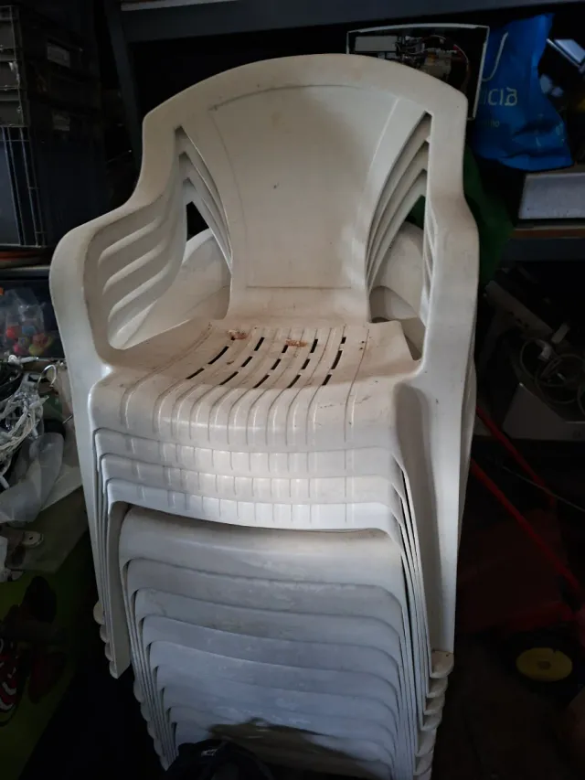 Lote 13 Sillas Terraza Plástico Blancas