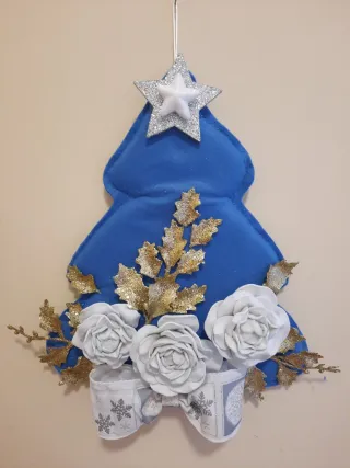 Albero di Natale Decorato Blu e Oro