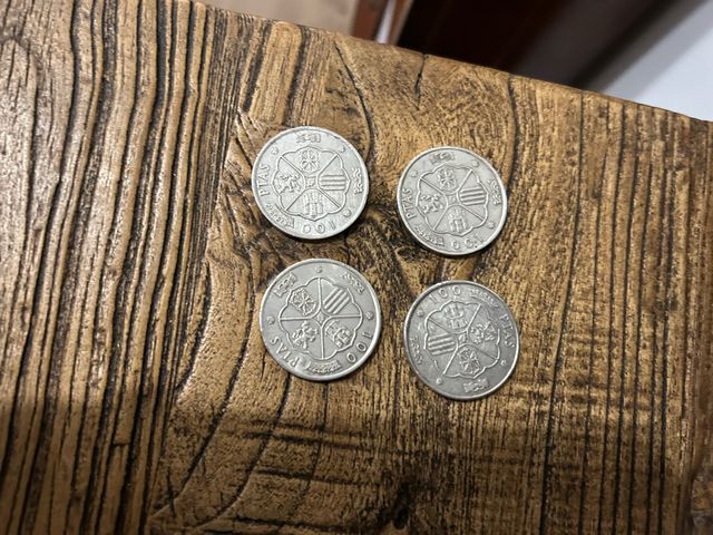 4 Monedas 100 Pesetas Plata España