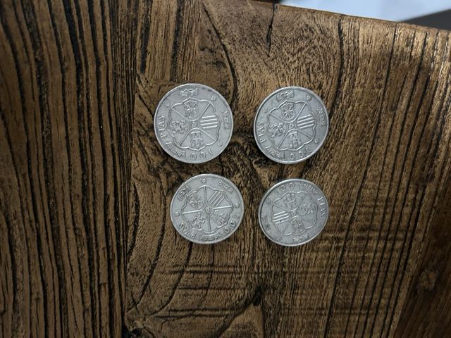 4 Monedas 100 Pesetas Plata España