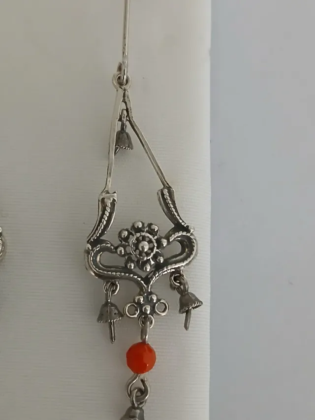 Pendientes Plata Ley con Cuentas Naranja