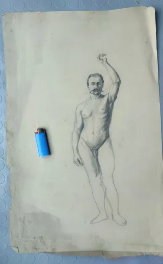 Nudo maschile primi '900 carboncino