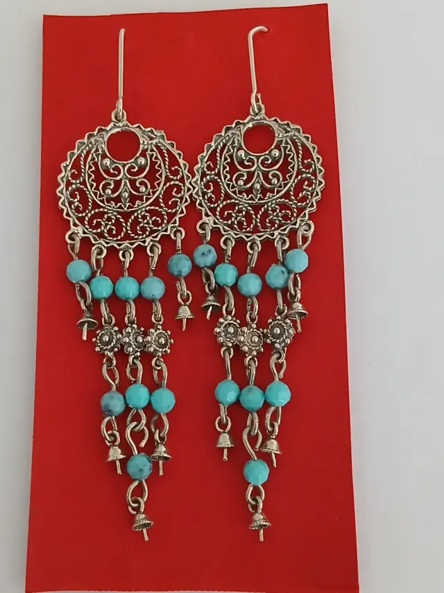Pendientes Plata Ley Filigrana Turquesa