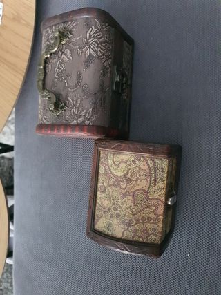 2 Cofre joyero de madera y metal 10€ 2p