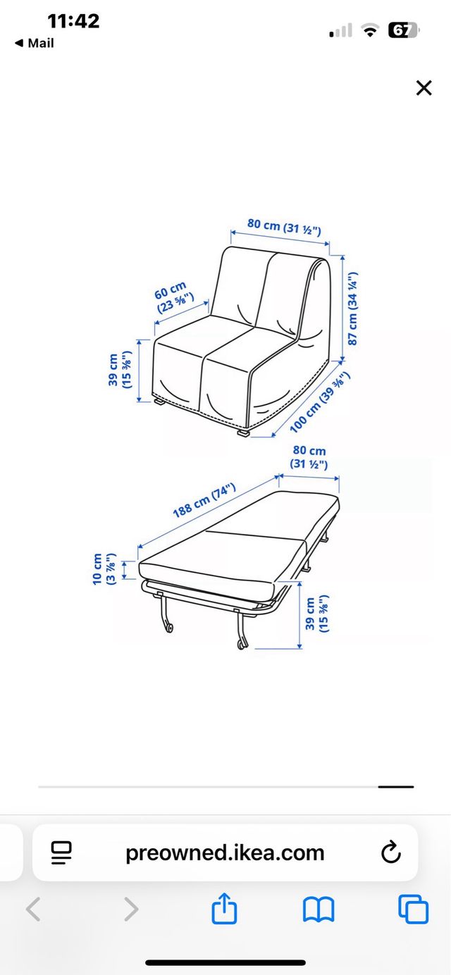 Sofá Cama IKEA LYCKSELE LÖVÅS Blanco