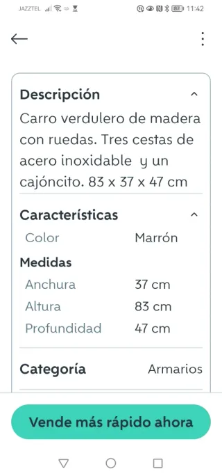 Carrello per verdura in legno e metallo