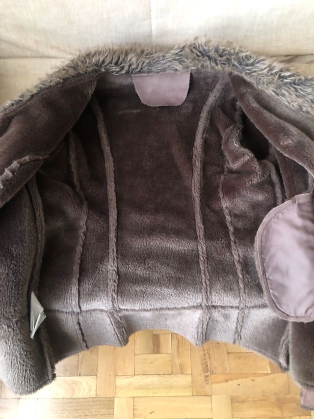 Chaqueta de piel sintética mujer marrón