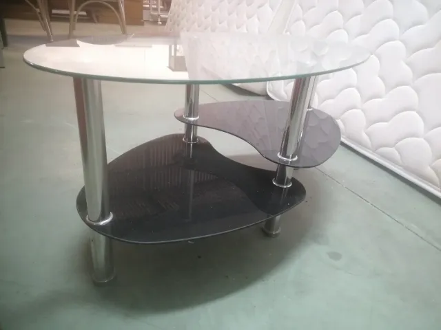 Mesa de centro cristal y metal