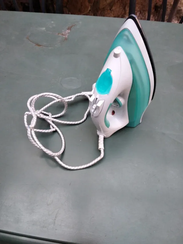 Plancha de vapor blanca y verde