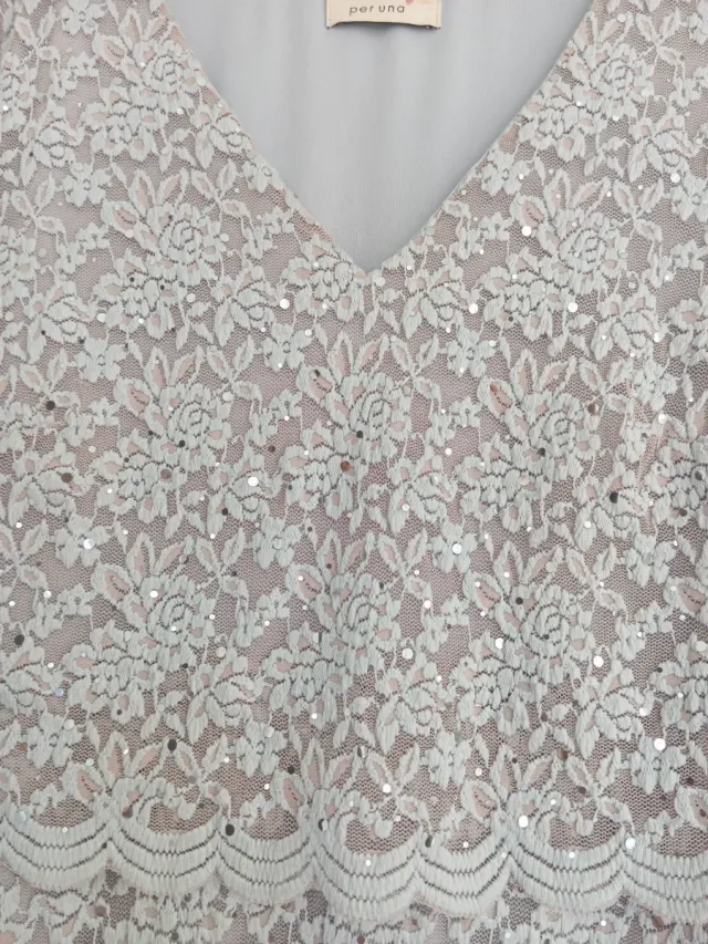 Vestido Per Una gris y plateado