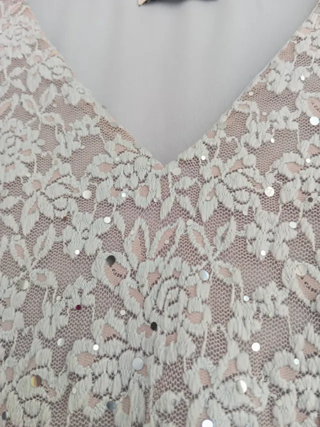 Vestido Per Una gris y plateado