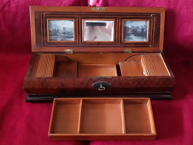 Costurero madera con cajones y compartimentos