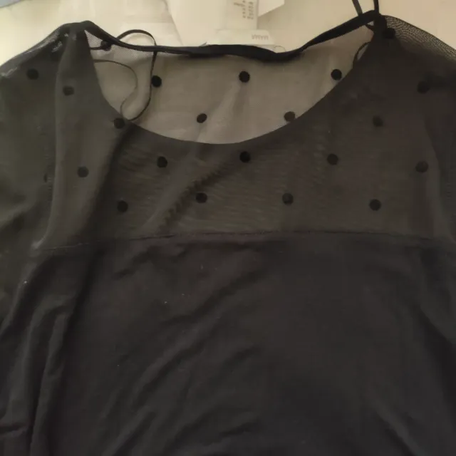 Blusa H&M Transparencias Lunares Negra Talla S