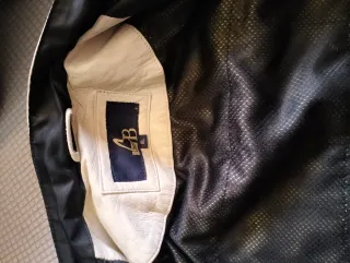 Cazadora Piel Motera Negra y Blanca