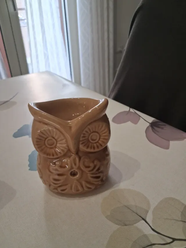 Coppia gufetti portacandele in ceramica