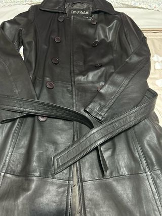 Gabardina de piel Impala mujer  color negro