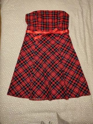 Vestido palabra de honor cuadros escoceses