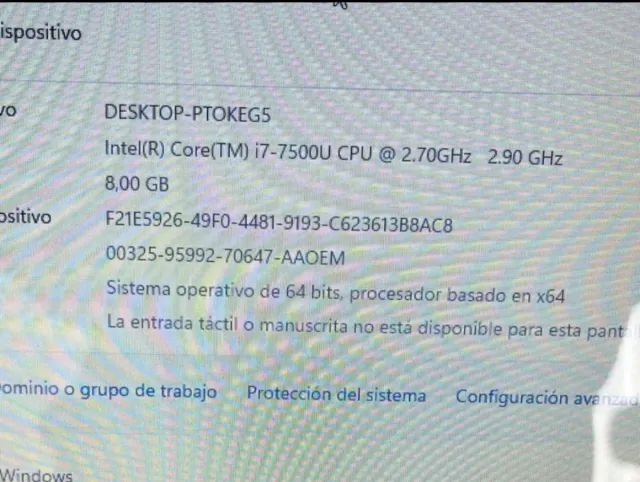 Portátil HP i7 Plata y Negro