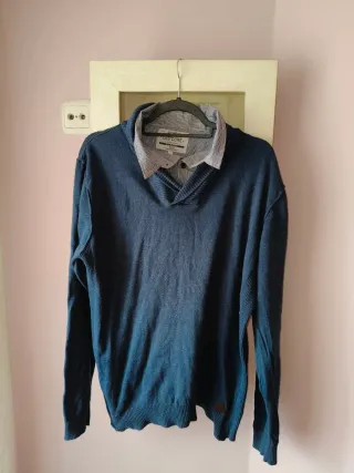 Jersey con falda camisa azul talla cl