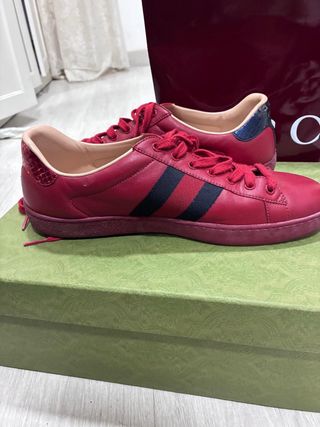 Zapatillas Gucci rojas con abeja dorada