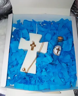 Vela Cruz Eucalipto con Cadena y cruz de acero